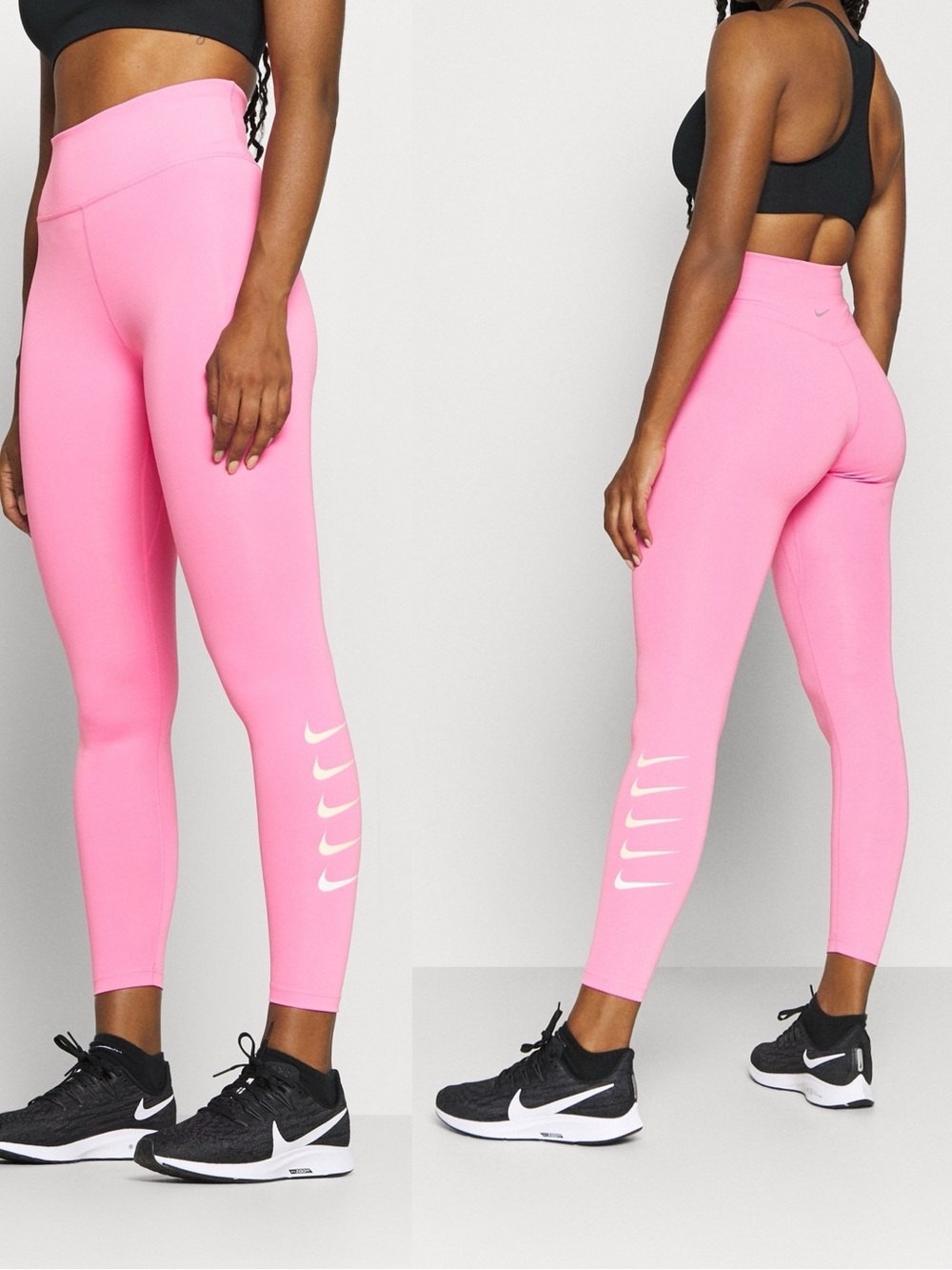 Nike Dri Fit Pink Swoosh Mid Rise Running Tights Leggings